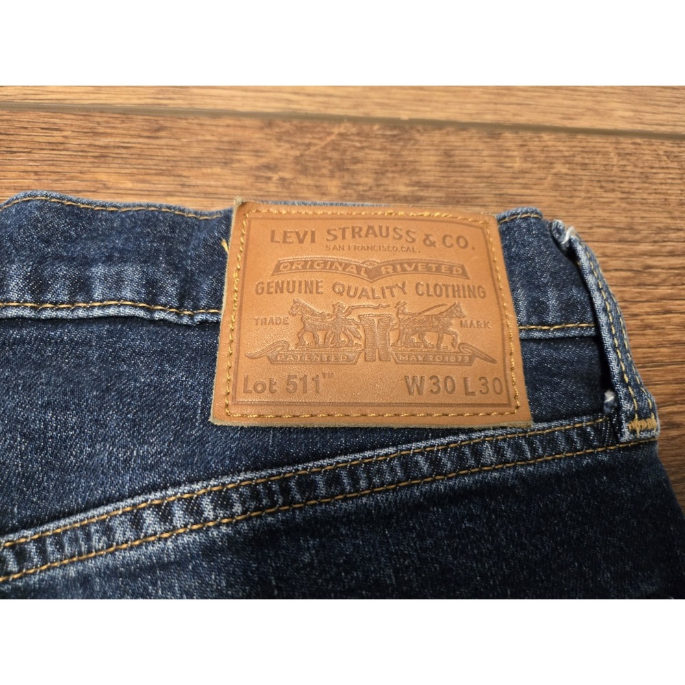 Levis 511 Premium E DENIM Jeans Mens 30x30 Blue Tapered Dark Wash 5 Pocket Pants